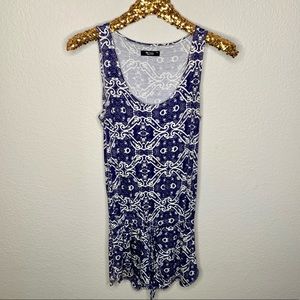 Michael Lauren Marlin Tank Romper Blue and White